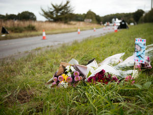Supporting image for story: Floral tributes mark scene of tragic A53 crash that killed two men