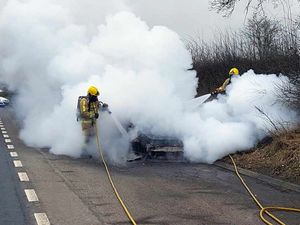 Supporting image for story: Firefighters tackle car blaze near Ludlow