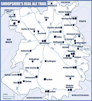 This map from the Good Beer Guide, released today, shows where Shropshire's real ale pubs and breweries can be found