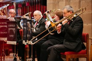 Shifnal Jubilee picnic at St Andrew's Church. Indoor due to weather. In Picture: Jackfield band.
