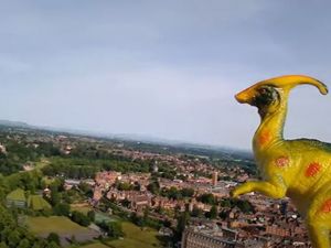 Supporting image for story: Intrepid Tony dino-soars 30,000ft into the air for Shrewsbury 'space cadets' project