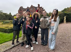 The Deeming-Thomas Family outside Ludstone Hall in Shropshire