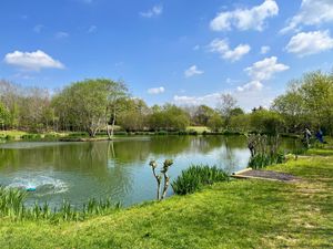 One of the fishing lakes at Halfpenny Green Wine Estate at Bobbington