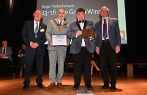 Roger Timbrell, Mayor: Craig Collingswood and Awards Chairman: Mel Eves with 13-18 age winner Ethan Shaw.
