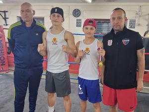 L-R Coach Philip Garrett, Archie Dutton, Nathan Lee and coach Leslie Danks.
