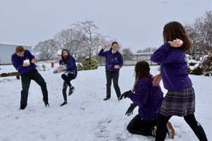 Students having fun in the snow at St Martins School