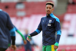Callum Robinson of West Bromwich Albion during the pre-match warm up.