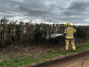 Supporting image for story: Blaze destroys car and hedge in village near Telford