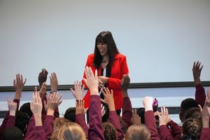 Sureena Brackenridge meeting children in Wolverhampton North East