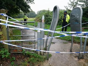 Police officers at the scene in Franklin Park, Leicester