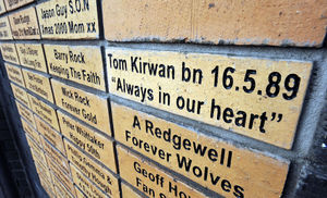 A plaque in memory of Tom on the Stan Cullis stand