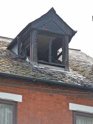 The damage was visible from the street