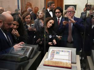 Supporting image for story: Bible which is ‘Mona Lisa’ of manuscripts goes on display in Rome
