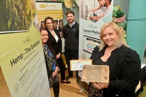 Kellie Simcox, Academy Director, Mel Braden, Unyte Group Director of Innovation, Arabella Scott, Veteran Advocate of Heroic Hearts Projects, and Harry Cooke of DVC Group at the Unyte Academy in Wolverhampton