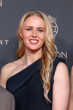 Hannah Hampton attends the 69th Ballon D'Or Photocall at Theatre Du Chatelet on September 22, 2025 in Paris, France. (Photo by Pascal Le Segretain/Getty Images)