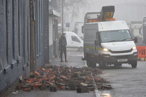 The pavement was blocked