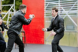 Here to There Productions rehearsing for King Lear at Stokesay Court