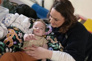 Little Patrick with mum Keri at Acorns Children's Hospice.