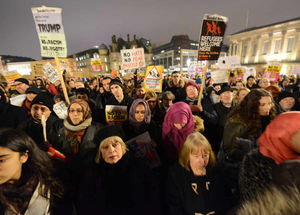 Protesters in Birmingham last night