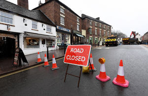 Severn Trent roadworks along Tontine Hill, Ironbridge