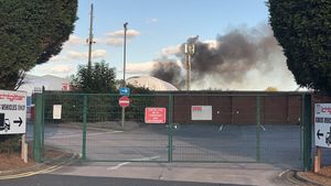 Smoke was seen rising above the Norton Canes skyline during the blaze