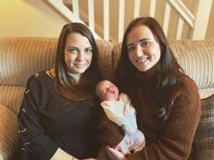 Sophie Tristram (right) with baby Harry and Emma Graves