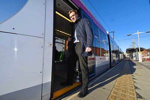 Jamie Brassington boards the Metro