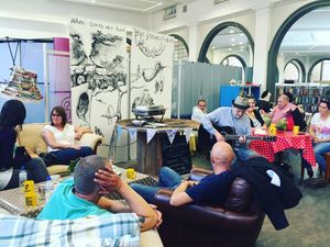 Supporting image for story: Pip opens his living room on Oswestry market square