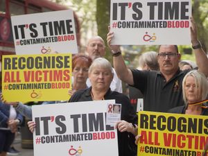 Infected blood campaigners stage a protest