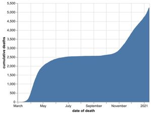 The cumulative number of hospital coronavirus deaths, by NHS trust, in the Black Country, Birmingham and Staffordshire as of January 15. By date of death, not the date the death was announced. Data: NHS England