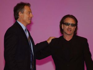 Supporting image for story: Blair happy to keep guitar from Bono – but not one from Mexico’s president