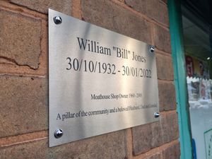 The plaque dedicated to William ‘Bill’ Jones, former shopkeeper at Moathouse Lane East shops in Wednesfield, who died earlier this year