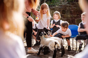 Penny Hopley, five, enjoys meeting the lambs
