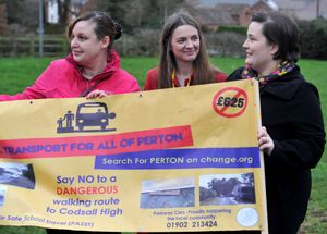 Gavin Williamson joined campaigners to walk from Codsall Community High School to Perton to highlight the alleged dangers of the route