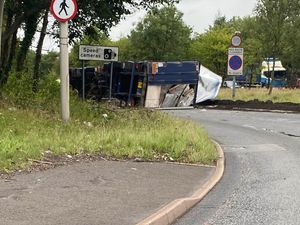 Supporting image for story: Overturned lorry closes busy road in West Bromwich near M5