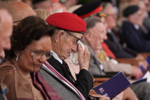 A veteran wipes his eye during the national Service of Remembrance, hosted by the Royal British Legion in partnership with the Government, to mark the 80th Anniversary of VJ Day at the National Memorial Arboretum in Alrewas, Staffordshire. Picture date: Friday August 15, 2025. PA Photo. Photo credit should read: Aaron Chown/PA Wire 