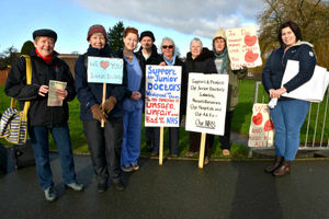 Nurses and supporters of the strike action at Shrewsbury Royal Hospital