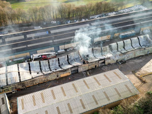 Supporting image for story: Resident saw flames 'towering over tops of trees' after Wolverhampton factory caught fire