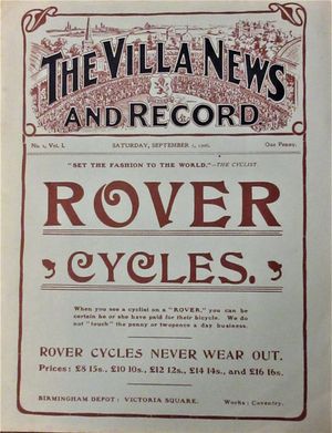 A 1974 reissue of Villa's first ever programme from 1906