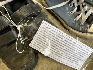 Shoes at the Every Pair Tells a Story protest at Dudley Council House. Picture Martyn Smith/LDRS free for LDRS use