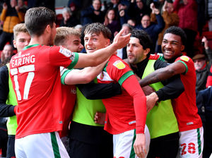 Former Walsall midfielder Sam Perry celebrates his goal against local rivals Port Vale in 2022.