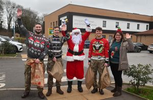 Santa with a team from RAF Shawbury: Ben Lees, Andrew McGowan , Ellis Ricci and Angie Webster.