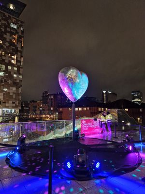 Our Beating Heart artwork at Mailbox, part of Birmingham Light Festival