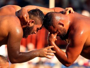 Supporting image for story: Oil wrestling festival returns in north-west Turkey