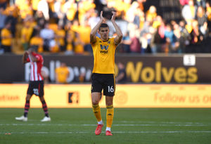 Conor Coady applauds the Molineux crowd after Wolves beat Southampton 2-0. (AMA)