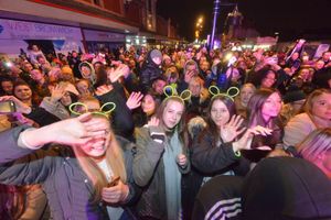 Crowds of people gathered for the festive event.