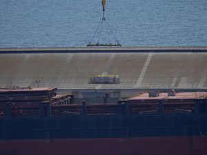 Supporting image for story: First shipment of aid to US-built floating pier in Gaza leaves Cyprus