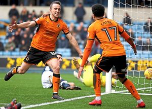 Top scorer Diogo Jota celebrates at Millwall