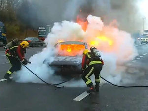 Supporting image for story: M6 car fire sparks delays near Great Barr alongside traffic chaos in Dudley after crash - WATCH