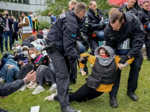 Supporting image for story: Police in Amsterdam and Berlin break up pro-Palestinian protest camps